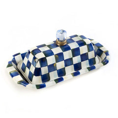Royal Check Blue Enamel Butter Box