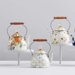 Flower Market White Enamel Tea Kettle 1,89L