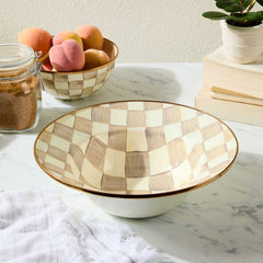 Mocha Check Serving Bowl