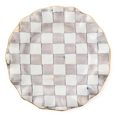 Sterling Check Ceramic Fluted Dinner Plate