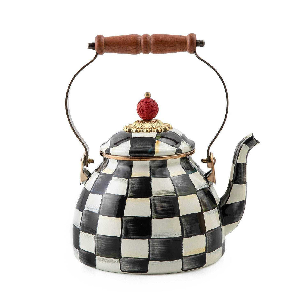 Iconic Black & White Courtly Check Enamel Tea Kettle 1,89L