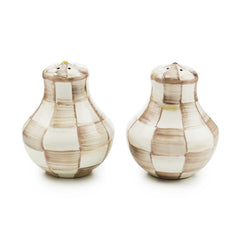 Mocha Check Salt & Pepper Shakers