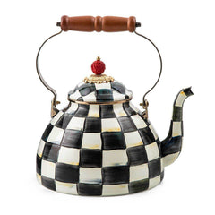 Iconic Black & White Courtly Check Enamel Tea Kettle 2.84L