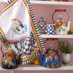 Flower Market Blue Enamel Tea Kettle - Lapis 2.84L