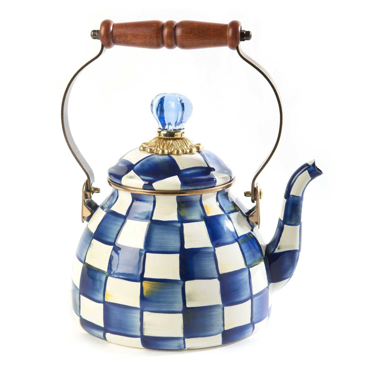 Royal Check Blue Enamel Tea Kettle 1,89L