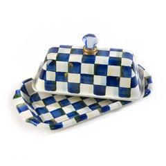 Royal Check Blue Enamel Butter Box