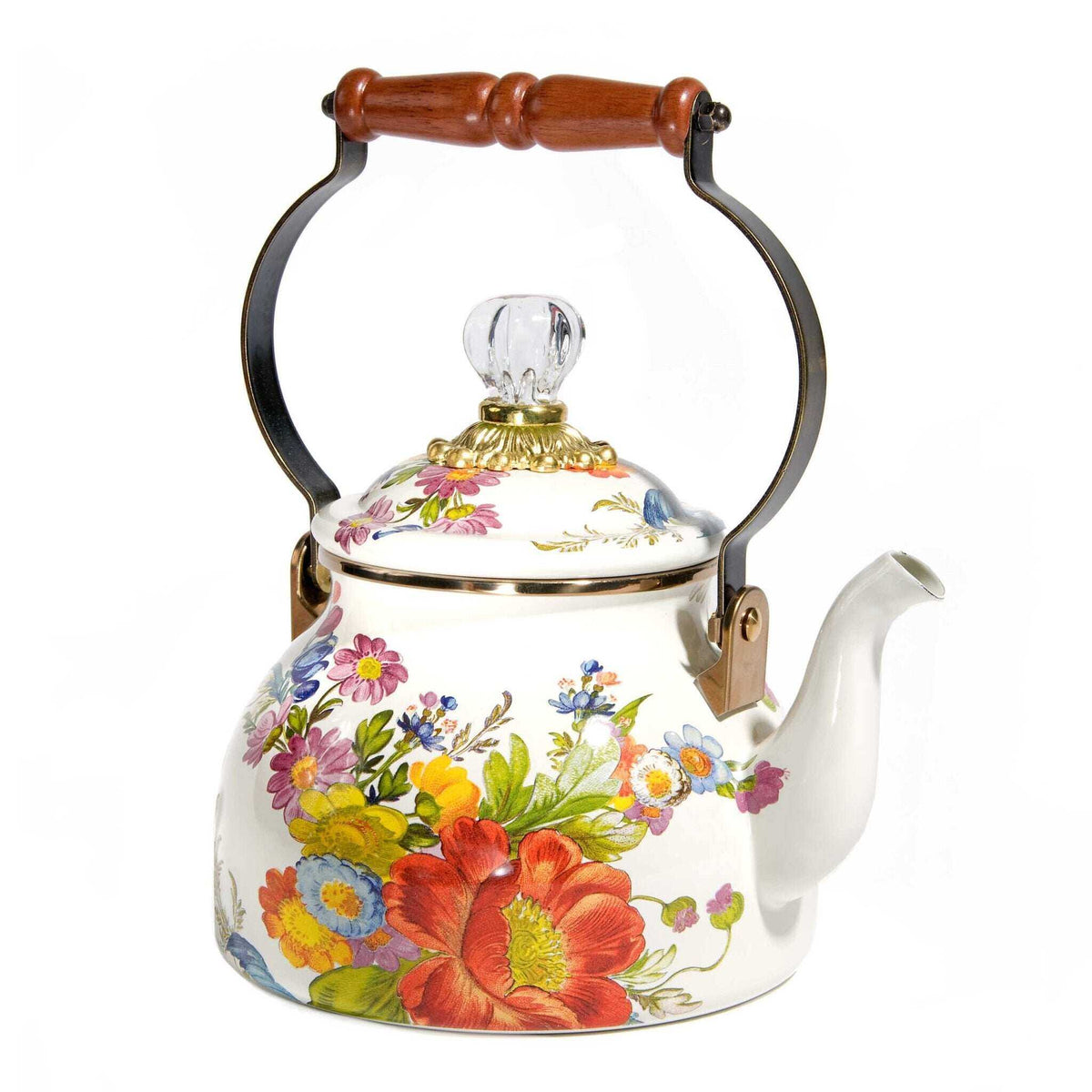 Flower Market White Enamel Tea Kettle 1,89L