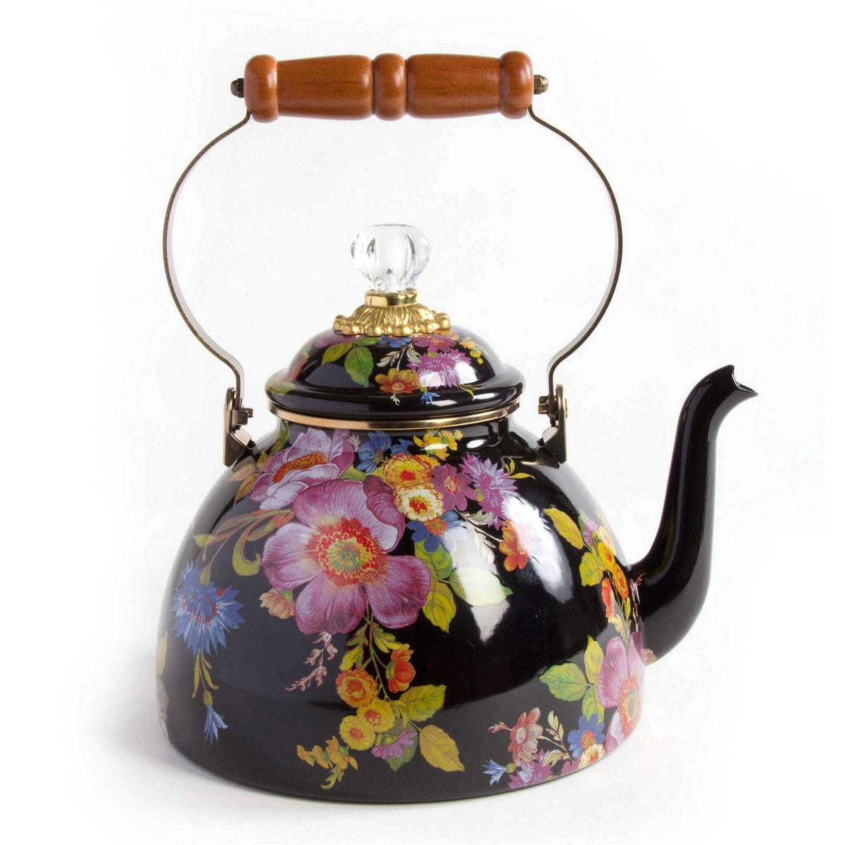 Flower Market Black Enamel Tea Kettle 2.84L