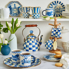 Royal Check Blue Enamel Tea Kettle 1,89L