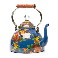 Flower Market Blue Enamel Tea Kettle - Lapis 2.84L