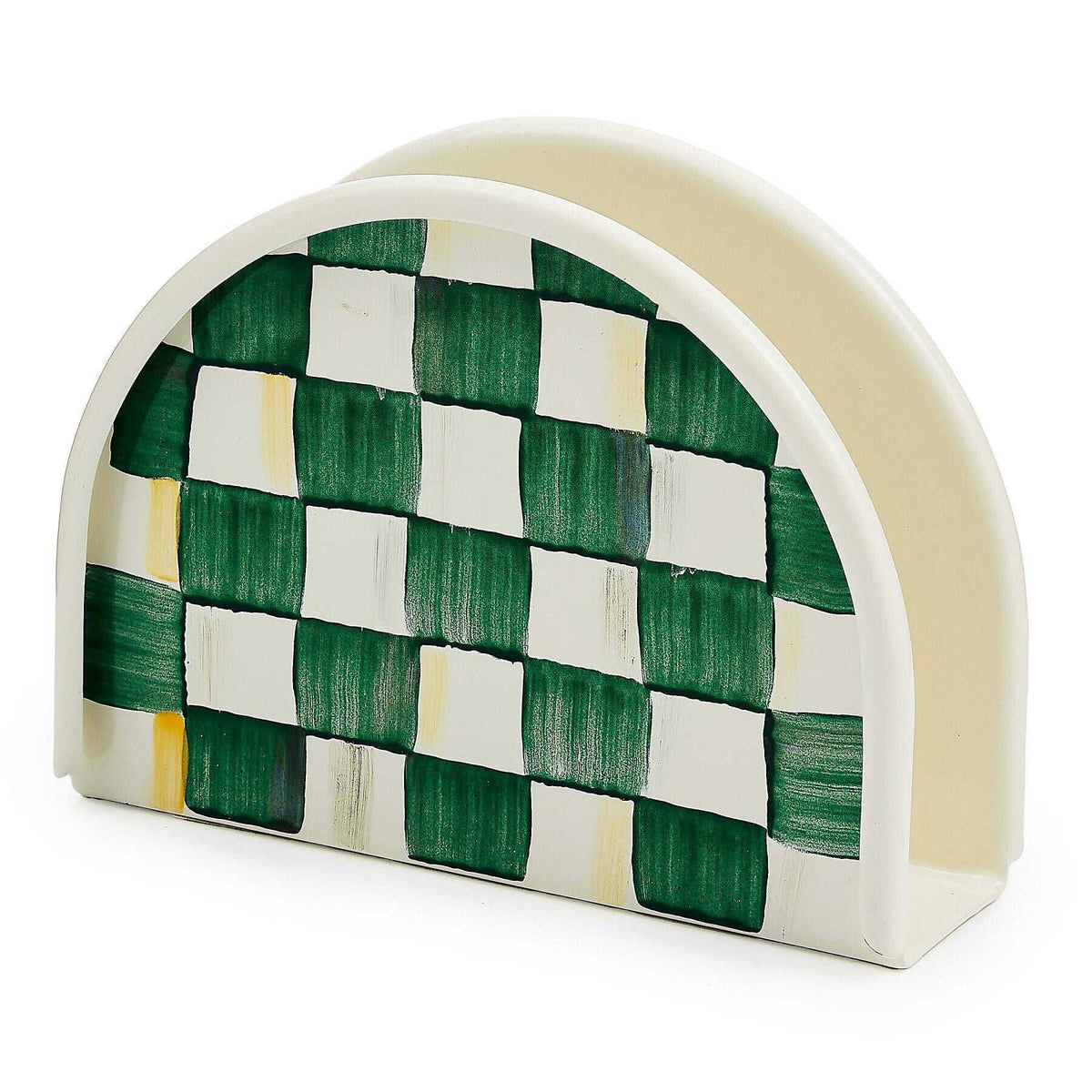 Emerald Check Enamel Napkin Holder